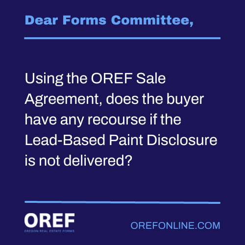 Dear Forms Committee: Lead-Based Paint Disclosure